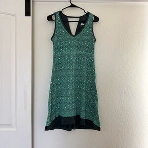 Marmot Larissa Dress Medium Green Double Lined Printed A-Line Outdoor Athleisure